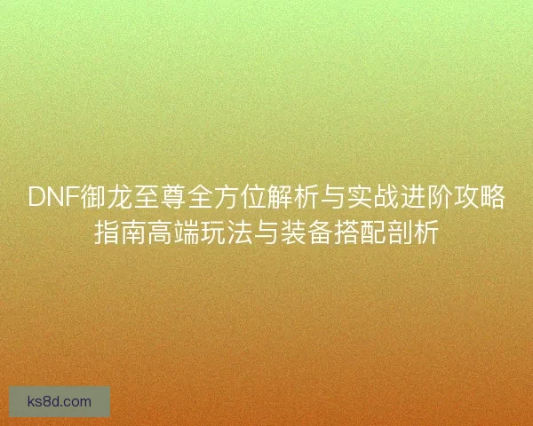 DNF御龙至尊全方位解析与实战进阶攻略指南高端玩法与装备搭配剖析