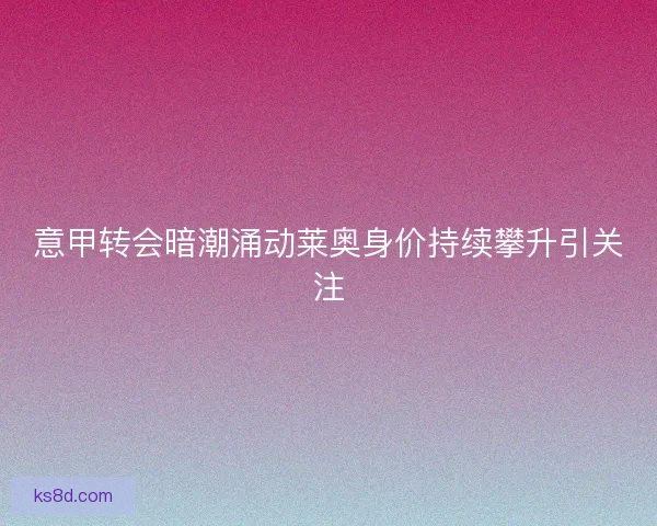 意甲转会暗潮涌动莱奥身价持续攀升引关注